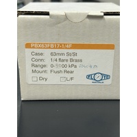 Gauges - Pressure | Floyd Liquid Filled 63mm Flush Mount, Lower Rear Entry - R404a 0 -3000kpa | PN: PBX63FB17-1/4F alternate image