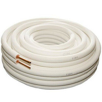 AIR CON PAIR TWIN COIL INSULATED COPPER PIPE TUBE 1/4 X 3/8 20M ROLL 9MM WALL
