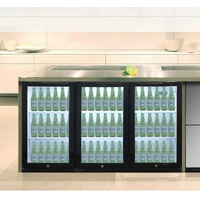 IGLOO 3 DOORS UNDER BAR UNDER BENCH BEER BAR DISPLAY FRIDGE GLOSSY BLACK