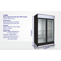 BRAND NEW 2-DOOR 1000L COMMERCIAL UPRIGHT FRIDGE LED LIGHT 1110*730X2100MM WDH