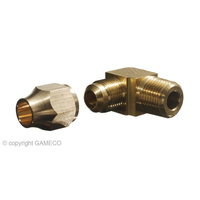 BBQ CARAVAN. RESTUARNT LPG MALE ELBOW 1/2FLARE x 3/8MBSP C/W NUT