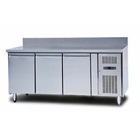 BRAND NEW STAINLESS STEEL 3 DOORS BENCH FRIDGE WITH SPLASH BACK 2METRE LONG