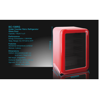 IGLOO HUSKY BC-130RA Under Counter Retro Refrigerator Solid Door Showcase