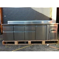 BRAND NEW S.S. BENCH FRIDGE 6x DRAWERS & SINGLE DOOR SPLASH BACK 2.2M LONG