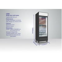BNIB 540l 1-DOOR COMMERCIAL GLASS DISPLAY FRIDGE 700mm (W) x 690mm (D) x 2035m