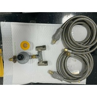 CARAVAN DOUBLE OUTLETS Bayonet to POL LPG Regulator Gas Heater Bbq + 2 3m HOSE