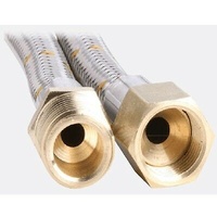 Gas Hose - 10mm Stainless Steel, 1/2" SAE FF x 1/2" BSP M, 1200mm 53-CH05