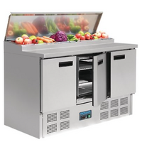 NEW SALADETTE PIZZA BAR PREP BENCH FRIDGE 3 DOORS 7 TRAYS 1360mm LONG G605-A