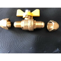 BROMIC LPG BBQ BALL VALVE 1/2 MSAE DBL FLARE C/W NUTS 2000 23-DFB08