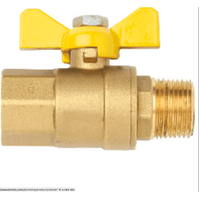 LPG BBQ BALL VALVE 1/4 MALE x 1/4 FEMALE BUTTERFLY HANDLE G52MF04
