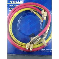 REFRIGERATION 60" X 1/4" BALL VALVE SAE CHARGING 3*HOSE SET FOR R134 R22 R404