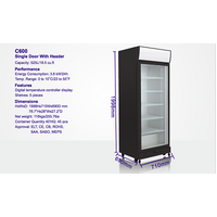 BNIB 540L 1-DOOR COMMERCIAL GLASS DISPLAY FRIDGE WINE CHILLER COOLER 3.2kw/24HR