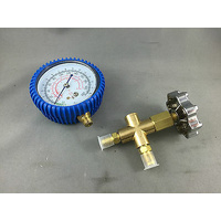 3 WAY REFRIGERATION MANIFOLD VALVE 2 X 1/4" M & 1/8" BSP CONNECTIONS