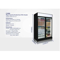 BRAND NEW 2-DOOR 1000L COMMERCIAL UPRIGHT FRIDGE LED LIGHT 1110*730X2100MM WDH