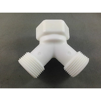 GENERIC PLASTIC Y PIECE TAP CONNECTOR WASHING MACHINE USE ONE IN 2 OUTLETS
