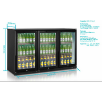 3 DOOR UNDER BAR BENCH BEER BAR DISPLAY FRIDGE LIGHT LOCKS 1350WX840HX520D MM