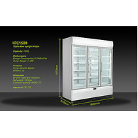 3 Door 1150L Commercial Upright Glass Display Fridge Drinks Showcase BLACK COLOR