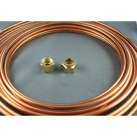 1/2" x 3metre SOFT COPPER PIPE & 2 x 1/2" FLARE NUTS AIR CONDITIONER WATER AIR