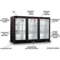 NEW UNDER BENCH TRIPLE DOOR, BEER GLASS DISPLAY FRIDGE WINE COCA COLA DRINK