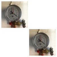 2 x ANALOGUE VACUUM GAUGE REFRIGERATION GAUGE 3 INCH DIAMETER + THREE WAY VALVE