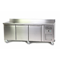 STAINLESS STEEL BENCH FRIDGE 850H*1800W*700D MM WITH SPLASH BACK 100MM HEIGHT