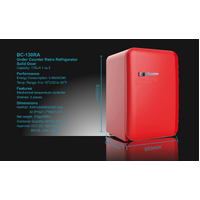 IGLOO HUSKY BC-130RA Under Counter Retro Refrigerator Solid Door