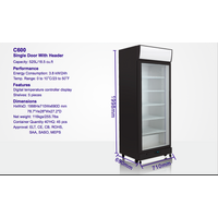 BNIB 540l 1-DOOR COMMERCIAL GLASS DISPLAY FRIDGE 700mm (W) x 690mm (D) x 2035m