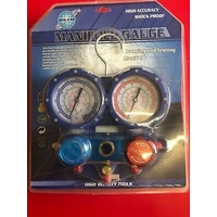 DUAL MANIFOLD GAUGE R32 R410A R134a R22 BALL VALVE HOSE BRASS ADAPTOR WK-C7202B