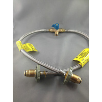 CARAVAN HOME SHOP LPG GAS CYLINDER KIT 2 X PIGTAIL S.S HOSE & 3 WAY VALVE