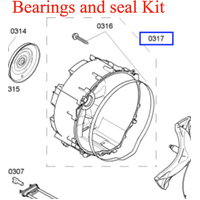 Bosch Siemens Washing Machine Bearing Kit, Includes Rear Tub