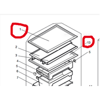 Mitsubishi Fridge Glass Shelf MR-BF290B, MR-BF325B, MR-BF390B, MR-BF290C, MR-BF325C, MR-BF390C, MR-C375B, MR-C405B, MR-C375C, M