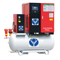 11kw 15HP AIO 16 BAR ROTARY SCREW AIR COMPRESSOR LASER CUTTING 500L TANK DRYER