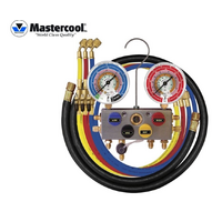 Mastercool 3/8" 4Way Ball Valve R410A Manifold Gauge &150cm Hose 96261-EBA1-G-JT