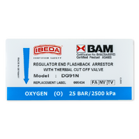 Replacement Label Oxygen High Flow Regulator End (1 Pack = 20 Labels)