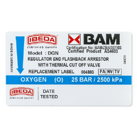 Replacement Label Oxygen Standard Flow Regulator End (1 Pack = 20 Labels)