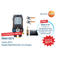 Digital Manifold Sets | testo 557s Smart Vacuum Kit - Smart digital manifold w/ wireless vacuum and temp probes (no hoses) | PN: 0564 5571