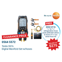 Digital Manifold Sets | testo 557s Smart Vacuum Kit - Smart digital manifold w/ wireless vacuum and temp probes (incl hoses) | PN: 0564 5572