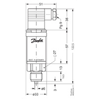 Electronic Cont - Danfoss | Pressure transmitter, AKS 33, -1.00 - 34.00 bar, -14.50 - 493.00 psi | PN: 060G2051