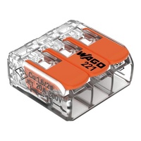 Terminals & Connectors | Wago 4mm2 3-Conductor Compact Splicing Connectors, Jar of 50 | PN: 221-413
