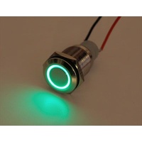 Cabinet Switches & Light Bulbs | Switch Pushbutton Momentary Illuminated Green 16mm Round | PN: 66929