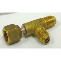 Brass Fittings | Swivel Schrader Tee 1/4"MSAE x 1/4'SCHR x 1/4"SCHR | PN: MRV363-1