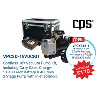 Vacuum Pumps | CPS Cordless Vacuum Pump Kit | PN: VPC2D-18VDCKIT