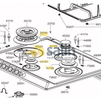GENUINE SMEG STOVE GAS COOKTOP BURNER SET ASSEMBLY CIR60XS3